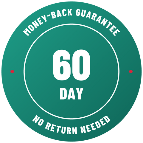60-day money-back guarantee, no return needed